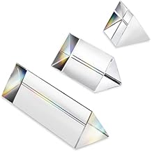 3pc Equilateral CrystalPrisms Set -1",2" & 4" Lengths Crystal Triangular Prism Optical Prisms Glass Physics Teaching Refracted Light Spectrum Rainbow Maker Photography Props