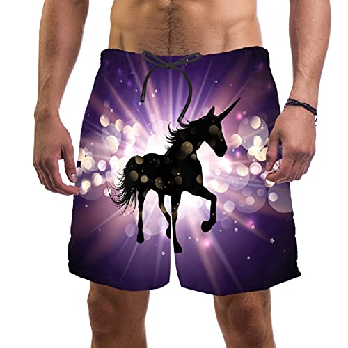 Short de bain pour homme violet à licornes idéal pour vos pool parties et vacances à la plage