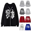 RUMAOZIA Men's Hoodie Sweat Jacket Casual Hooded Jacket with Dragon Print Zip Oversized Sweatshirt with Dragon Pattern Pullover Long Sleeve Y2K Hoodie Loose Men's Hoodie Hoodie, O Dark Grey, 3XL #1