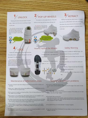 Image of Roller Skates for Women /Girls, Retractable Kick Roller Shoes with Wheels for Men, Outdoor Quad Wheel Rink Skates Adjustable Deformation Sneakers for Adult /Boys