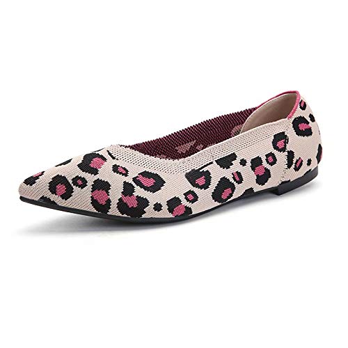 UNNWomen Pointed Toe Ballet Flats Solid Knit Loafers Walking Shoes for Work Shopping Wedding