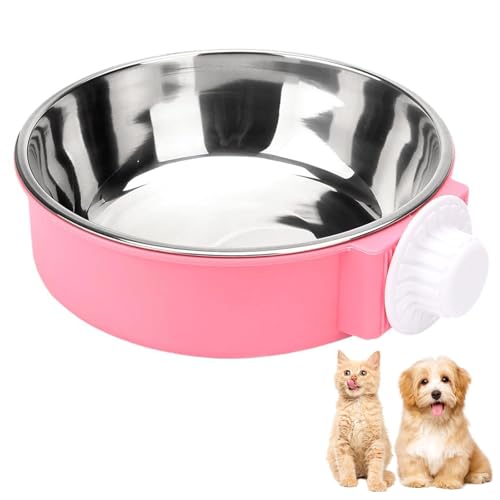 Crate Water Bowl, Futternapf Kaninchen, Abnehmbare Edelstahl Kaninchen Napf für Futter und Wasser, Wassernapf Hundekäfige Haengend für Katzen Welpen Vögel Ratten Meerschweinchen und Andere Kleintiere