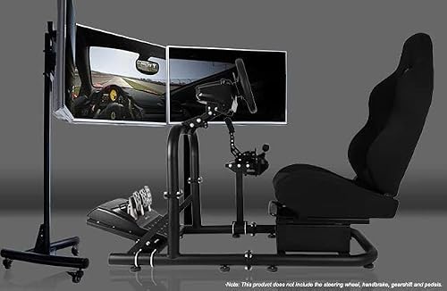 Marada Steering Wheel Stand with Seat Super Stable Racing Simulator Cockpit Adjustable Fits for Logitech G923 G25 G920,Thrustmaster T300RS csl TX,Fanatec Racing;Wheel,Shifters and Pedals Not Include