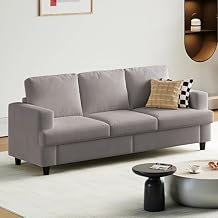 82 3 Seater Sofa for Living Room, Modern 3-Seat Couch with Chenille Fabric and 7.1 Wide Armrest for Small Spaces, Apartment,Light Grey