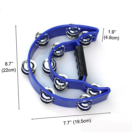 Bealuffe Tambourine Double Row Hand Held Percussion Tambourine With Metal Jingles For Ktv Party (Blue) #TOP1