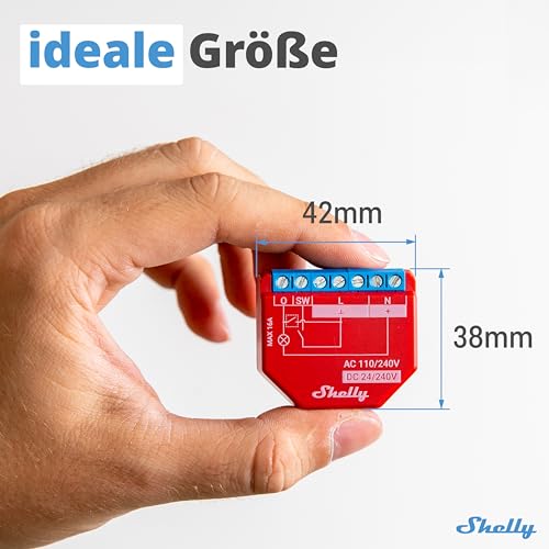 Shelly Plus 1PM | WLAN & Bluetooth Relais Schalter mit Strommessung - 16A | Lichtsteuerung | Funktioniert mit Alexa & Google Home | iOS- & Android-App | Kein Hub erforderlich