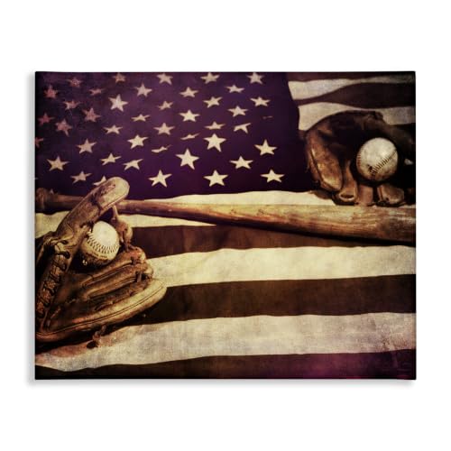 American Flag Baseball Mitt, 16 x 20 Inch Canvas Wall Art