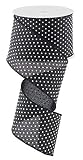 Black White Raised Swiss Polka Dots Wired Ribbon (2.5 Inches x 10 Yards)