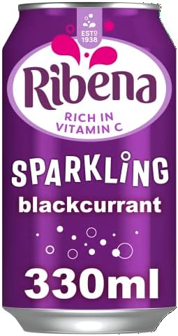 Ribena Sparkling Blackcurrant Multipack - 6x330ml cans | Real Fruit | Rich in Vitamin C | No Artificial Colours or Flavours | Carbonated | Bursting with Flavour