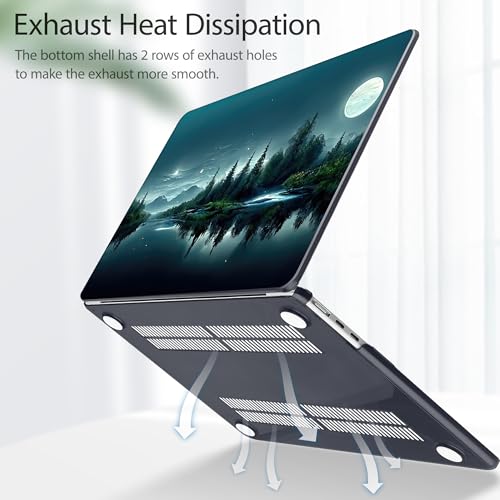Image of Tuiklol for MacBook Air 13 inch Case M5 2026 M4 2025 M3 2024 M2 2022 Release Model A3449 A3240 A3113 A2681,Plastic Hard Shell Cover for MacBook Air 13.6 with Touch ID, Night Dark Forest