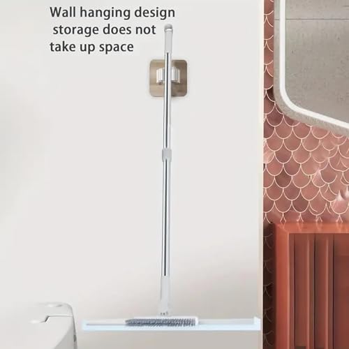 Image of Heavy Duty Floor Wiper with Brush | 2-in-1 Floor & Tile Cleaning Tool | Strong Steel Handle, Sturdy Brush & Wide Rubber Wiper for Home, Bathroom & Outdoor Use (HEVY Wiper)