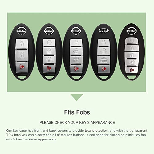 Zspdacc Compatible With Nissan Key Fob Cover Altima Maxima Rogue Armada Pathfinder Compatible With Infiniti Key Fob Cover Red Tpu Protector Car Key Chain Holder Case Accessories #TOP2