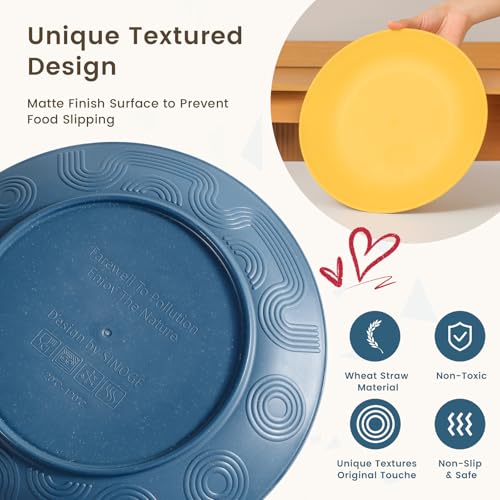 Homienly Unbreakable Wheat Straw Dinnerware Set - Plastic Plates and Bowls Sets Alternative, 24-Piece Dishes Set for Apartment, RV, Party, Microwave and Dishwasher Safe Plates, Bowls, Cups(Multi) by Homienly - Image 4