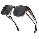 MEETSUN Oversized Fit Over Glasses Sunglasses for Women Trendy Large Square Polarized Sun Glasses for Driving Leopard