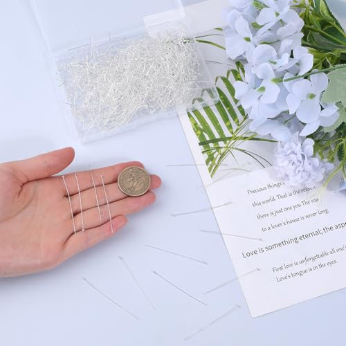 SOFPLATE 1 Box 600Pcs Jewellery Head Pins Long Earring Pins Silver Brass Head Pin Findings Dangle Small Ball Headpins for Jewellery Making Earrings Bracelets Beading Accessories Supplies DIY Beginner - Image 3