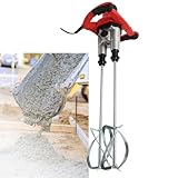 1800W Handheld Electric Concrete Mixer,Double-Paddle Electric Cement Mixer, with 6 Adjustable Speed,Double Auger Mixer