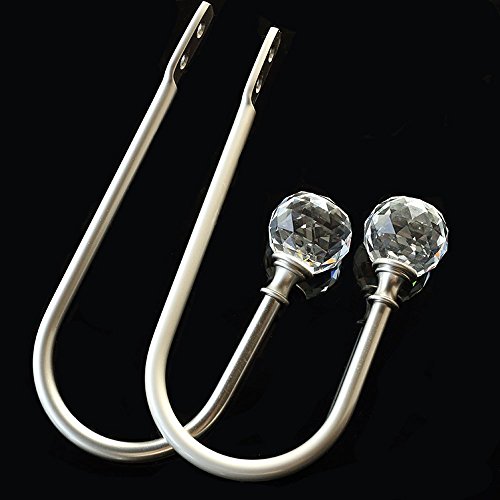 Crystal Curtain Holdback Hooks Drapery Tiebacks Tassel Holder Window Decorative Hook Set Of 2 (Silver) #TOP7