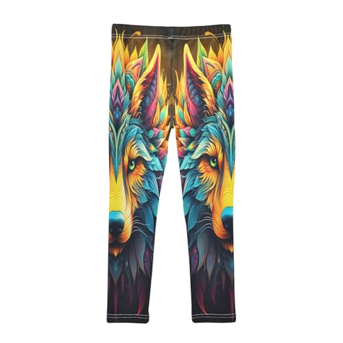 Toddler Girls Leggings Printed Yoga Pants Leggings Blue Yellow Wolf for Kids2
