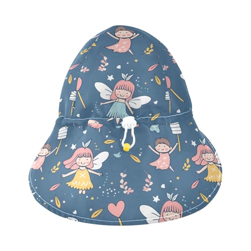 Unisex Baby Sun Hat Baby Boys Beach Play Hats Girl Sun Protection Wide Brim Traveling Swim Hat Fairies Marshmallow Blue3