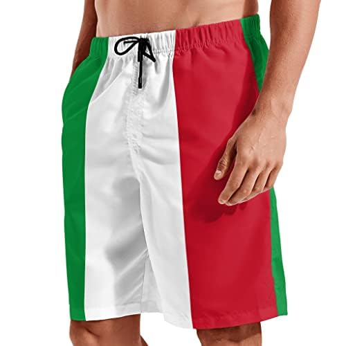 Italian Flag Print Men's Summer Swimming Short Casual Board Shorts Swimwear Swim Trunks White2