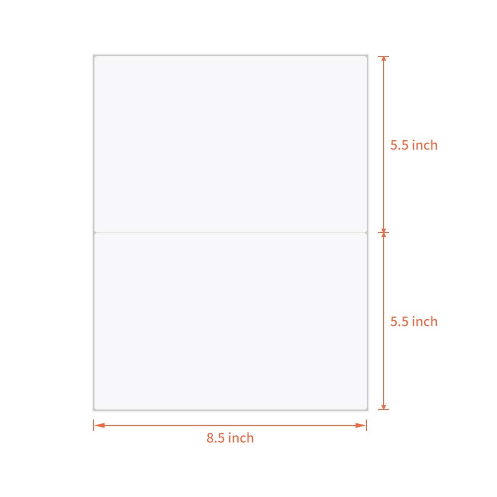 Snapklik.com : L LIKED 100 Half Sheet Shipping Labels, 2 Per Sheet, 5.5 ...