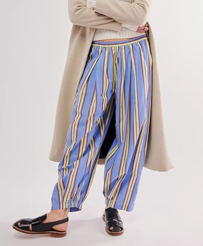 Womens Striped Harem Pants Casual Hippie Elastic Waisted Wide Leg Palazzo Pants with Pockets3