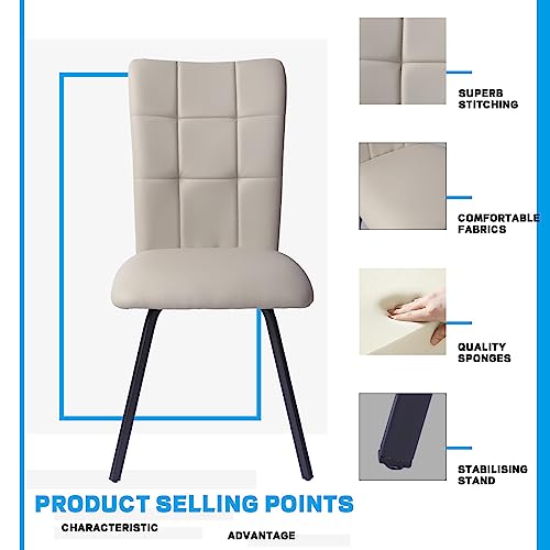 Hipihom Dining Chairs Set Of 4,Modern Kitchen Dining Room Chairs,Upholstered Dining Accent Side Chairs In Faux Leather Cushion Seat And Sturdy Metal Legs,Beige #TOP4