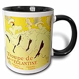 3dRose La Troupe de mlle eglantine by Toulouse-Lautrec. famous French advertisement yellow cabaret dancers 11oz Two-Tone Black Mug