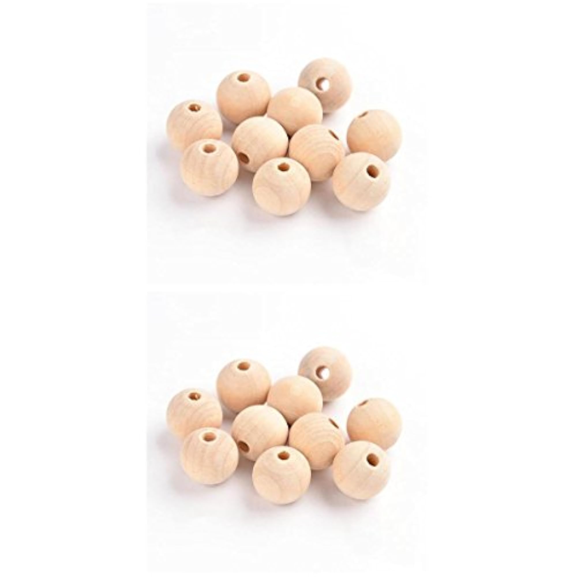 100 Pack Natural Wooden Unpainted Craft Beads for DIY Jewellery Making
