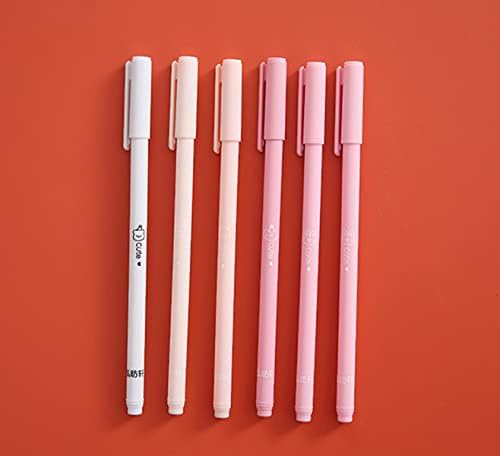 Rollerball Pens 6 Pack Morandi Color, Gel Black Ink Pens Set,Retractable Cute Creative Student Pen,Kids Girl Women School Office Supplies Gift,Novelty Stationery (Pink)