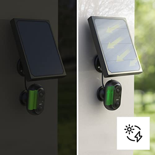 Hama &Uuml;berwachungskamera (WLAN Kamera f. au&szlig;en mit Akku u. Solar, Outdoor Kamera per Sprache/App steuern, wetterfeste Au&szlig;enkamera, Bewegungsmelder, Nachtsicht, 2-Wege-Audio, Aufzeichnung, FullHD) schw.