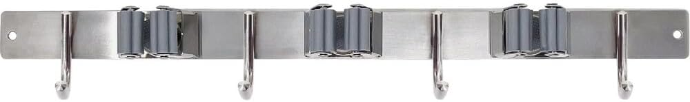 Broom Bar by Wrap-It Storage - Broom Holders with Hooks - Mop and Broom Holder Wall Mount for Storage Under Your Laundry Shelf or Garage for Easy Home Organization