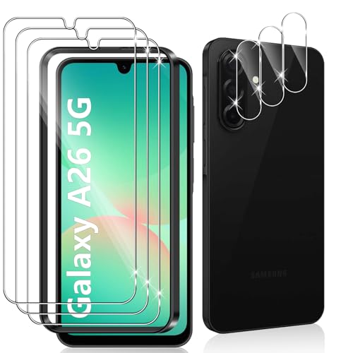 Datree 3 Stück für Panzerglas für Samsung Galaxy A26 und 3 Stück Kameraschutz 9H Härte Hartglas Anti-Kratz Panzerfolie Bläschenfrei Schutzfolie HD Displayschutz Folie