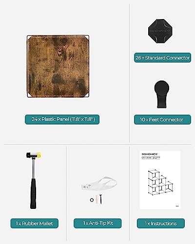 Songmics 6 Cube Storage Organizer, Diy Closet Shelf, Plastic Clothes Organizer, Modular Bookcase, 11.8 X 11.8 X 11.8 Inch Cubes, With Feet And Rubber Mallet, Rustic Brown Ulpc111A01 #TOP7