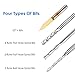 HQMaster End Mill Combination Kit Set CNC Router Bits Cutter Cutting Milling Tool (4 Type, Each 10Pcs) Including Flat Nose/Ball Nose End Mill, 4 Flutes End Mill and 10° V-shape Engraving Bits