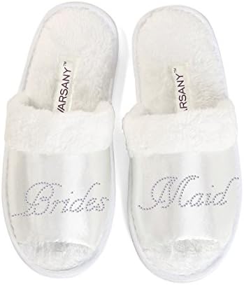 Varsany The Bride Bridal Party Spa Slippers - Hen Party, Wedding, Diamante Rhinestone Crystal, Closed Toe Hotel Honeymoon Slippers - One Size Fits All