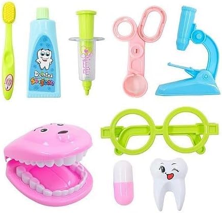 Kit Dentista Mini Doutor Médico - Brinquedo Infantil Educativo com 11 Peças para Aprender e Brincar