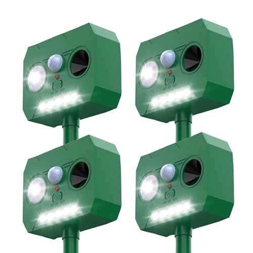 Ultrasonic Animal Repeller 0utdoor 4 Pack,Deer Deterrent Device Cat Repellent