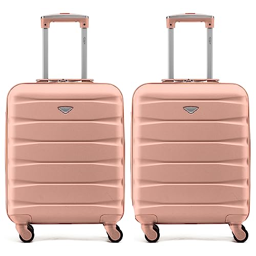 Flight Knight Lot de 2 valises rigides legeres en ABS a 4 Roues Cabine Bagage a Main Approuve pour Plus de 60 compagnies aeriennes -easyJet, Jet2 et Taille maximale pour Ryanair (Priority) 55x40x20cm