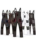Latzhose Herren Schwarz Blau Größe 60 Arbeitskleidung Männer 11 Taschen Bund mit Stretch Kniepolstertaschen Zollstocktasche robuste Berufskleidung Arbeitshose für Handwerk Lager Industrie Bau Hobby
