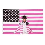 BOmby Rap Singer Uzi Pink Background Flag 3X5 Feet Independent Wall Flag, Hippie Room Decoration, Bedroom, Living Room, University Dormitory Wall Flag, red