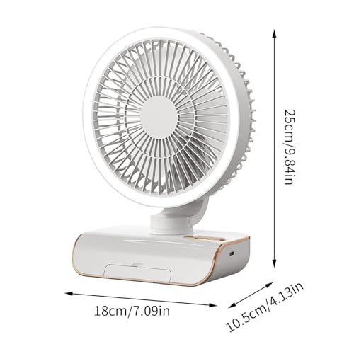 Ventilateur de table USB rechargeable à 5 vitesses avec lampe de chevet intégrée - 6