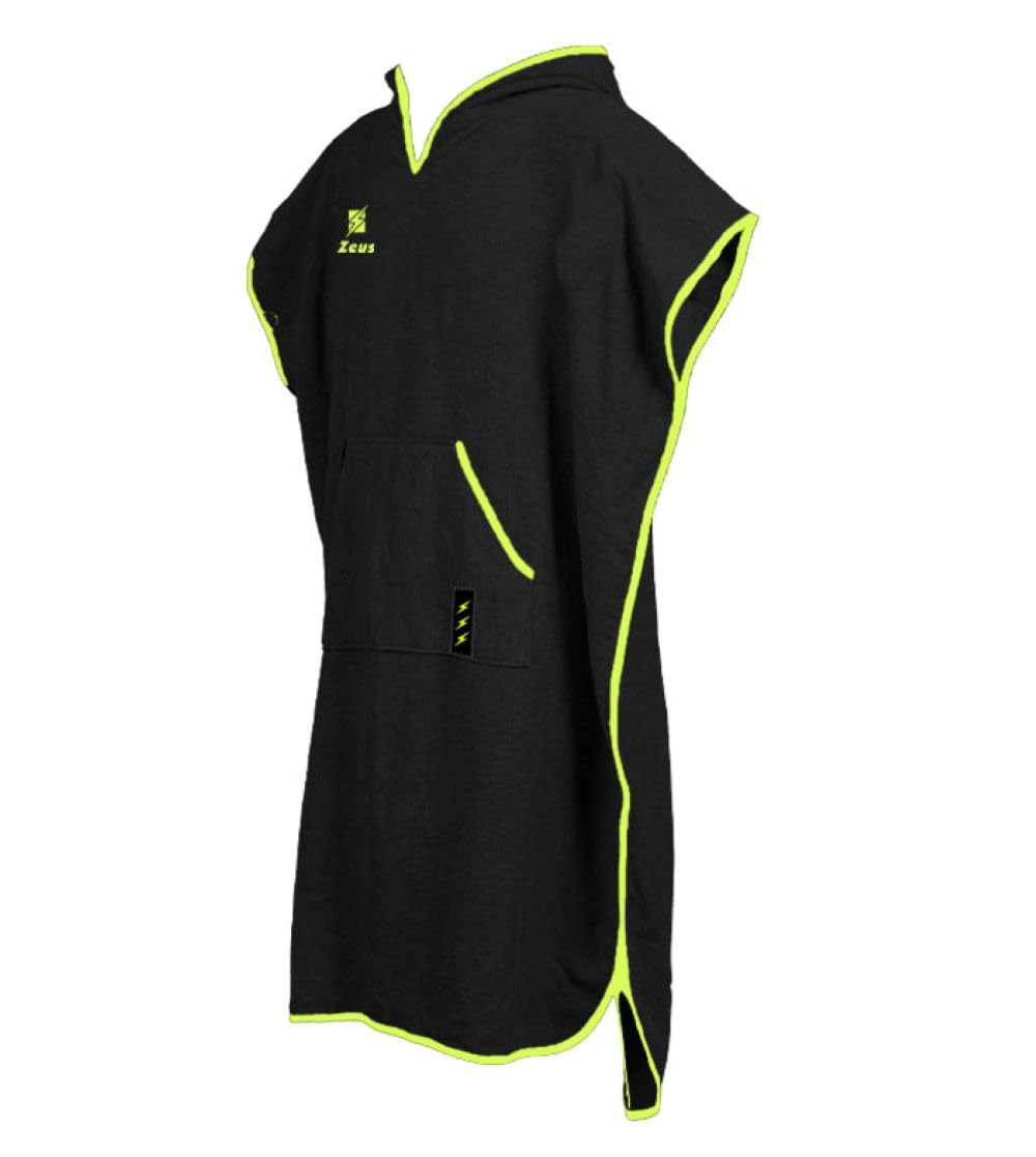 ZEUS VESTE GLI DEI, Poncho Unisex Adulto, Negro Amarillo neón, pequeña/Mediana