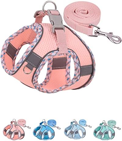 Petank Dog Harness for Small Medium Large Dogs No Pull, Puppy Harness and Leash Set, Easy Walk Dog Harness for Walking, Running, Training, Small Dog Harness, Medium Dog Harness (Pink, XXS)