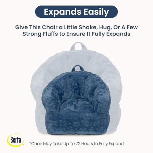 Delta Children - Serta Kids Plush Barrel Toddler Chair, Soft Foam Chair Bean Bag Chair Alternative for Boys and Girls, Cozy Seat for Reading, Watching Cartoons, Playroom Nursery Bedroom, Denim Blue - image 6