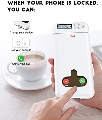 iDiskk Timer Phone Locker ホワイト iDiskk Phone Prison, Timer Lock Box for Android/iPhone (Max