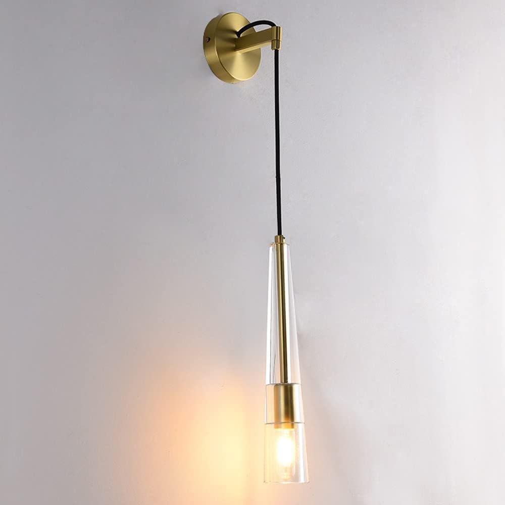 VGTLAKEX Wall Light Glass Wall Mount Light Postmodern Sconce Indoor Lamp in Gold Finish Living Lighting Bedside Hallway Sconces E14 Socket