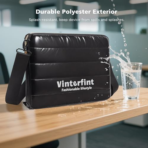 13 14 inch Puffy Laptop Sleeve Shoulder Bag for Macbook Surface, Notebook Bag for Business School, Handbag for HP4