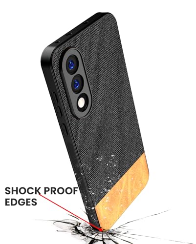 Image of Kapa Soft Fabric & Leather Hybrid Protective Back Cover for OnePlus Nord 5 | Shockproof Slim Hard Anti Slip Back Case (Black,Brown)