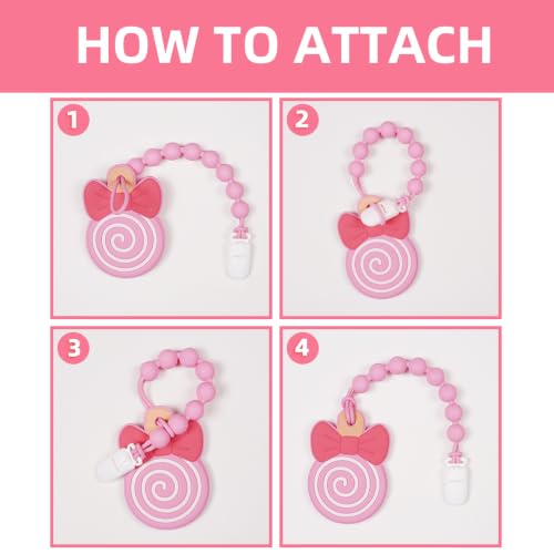 Image of Baby Lollipop Teether Toy with Pacifier Clip Holder,BPA Free,0 Months+